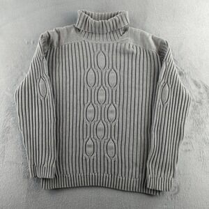 Vintage Tommy Hilfiger Sweater Mens 2XL Gray Ribbed Turtleneck Red Label Y2K 00s